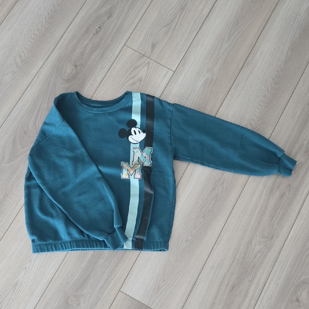 Kids Teal Mickey Sweatshirt - Casual Long Sleeve Top